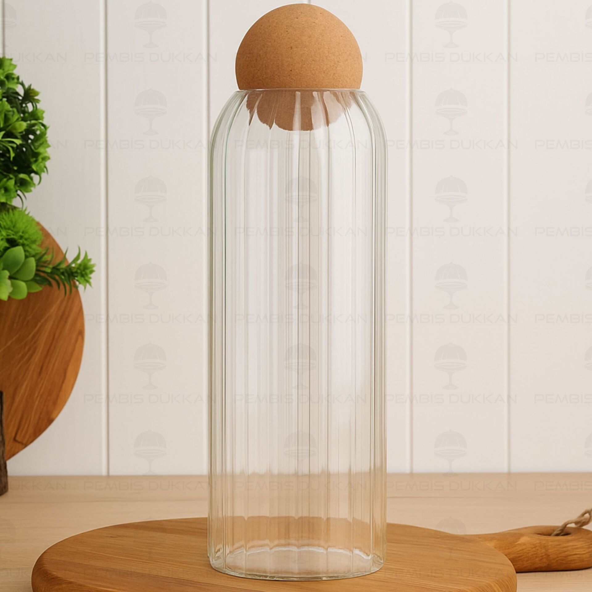 1350ml Mantar Top Kapaklı, Çizgili Kavanoz (Smb)