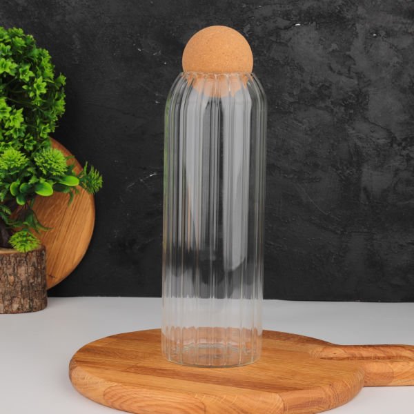 1350ml Mantar Top Kapaklı, Çizgili Kavanoz (Smb)