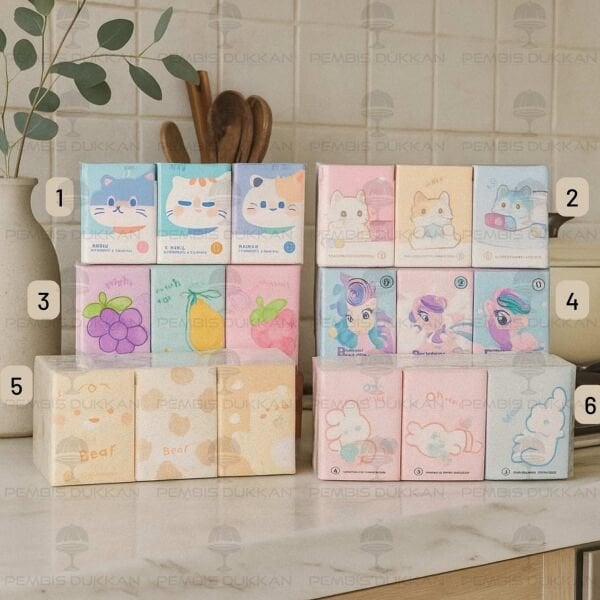 9lu Sevimli Karakter Desenli Cep Boy Peçete (Desen Seçin) No:2