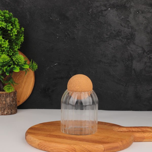 500ml Mantar Top Kapaklı, Çizgili Kavanoz (Smb)