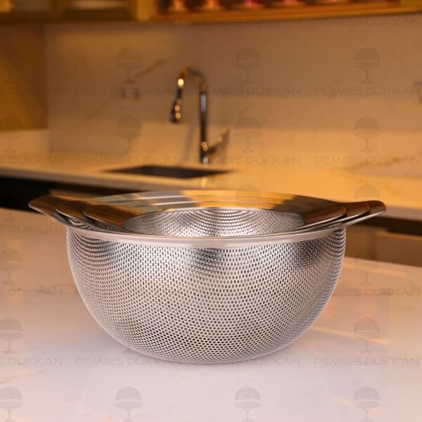 18-22-26 cm Sieve 3lü 18/10 Paslanmaz Çelik Süzgeç Set