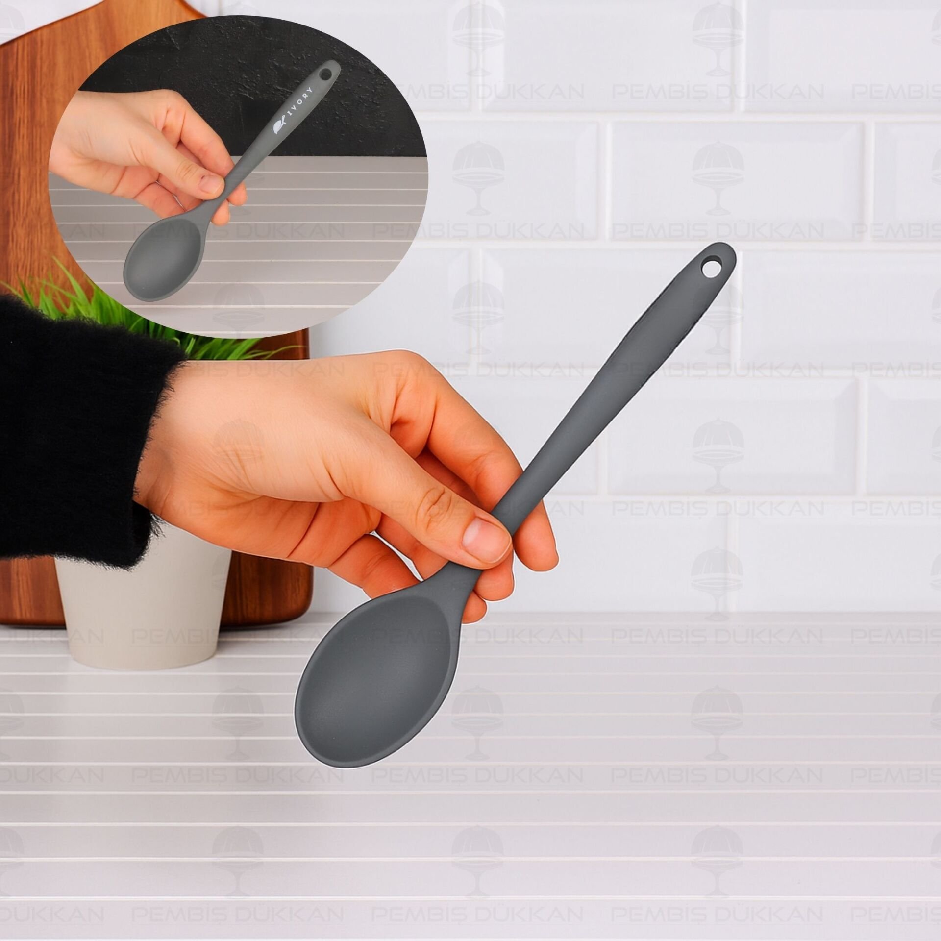 Gri Mini Derin Silikon Kaşık İvy (Sl150)