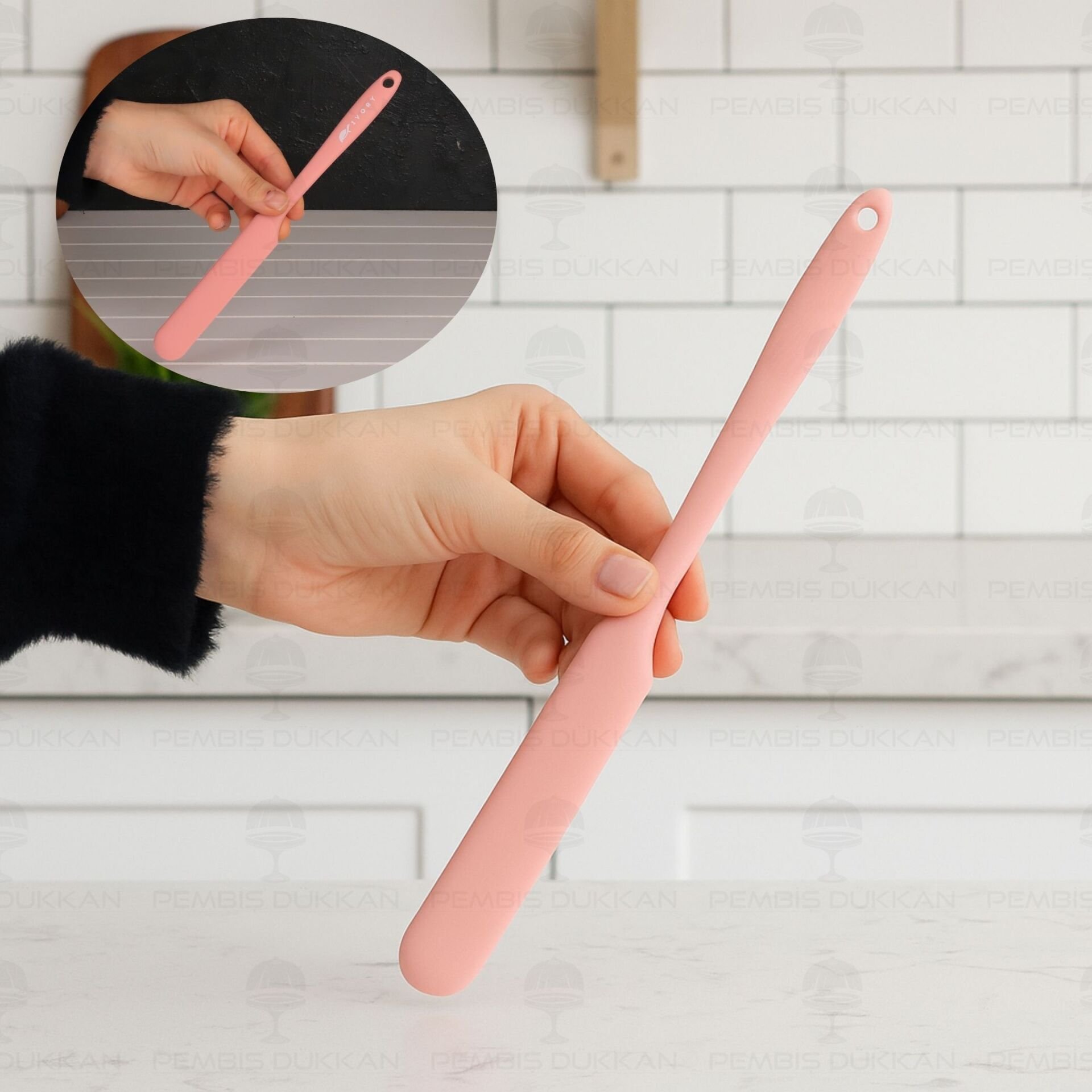 Pembe Küçük Silikon Krema Spatulası İvy (Sl106)