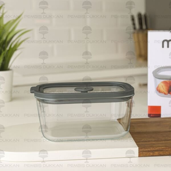 4lü Gri 470ml Silikon Vakumlu, Cam Saklama Kabı (3h01g)