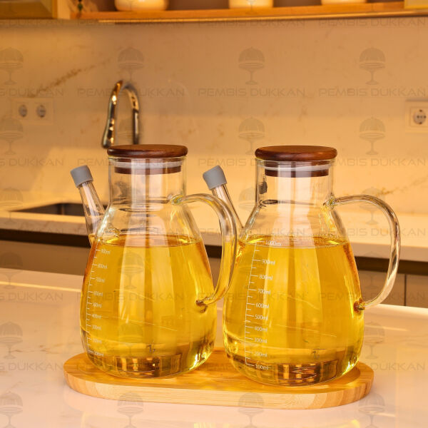 Bambu Altlıklı, 2li Tess Akasya Yağdanlık Set (Gla020 + 75652)