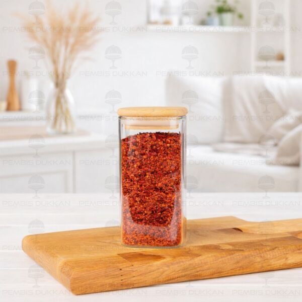 1 Adet 300ml Kare Bambu Kapaklı Baharatlık (1350)