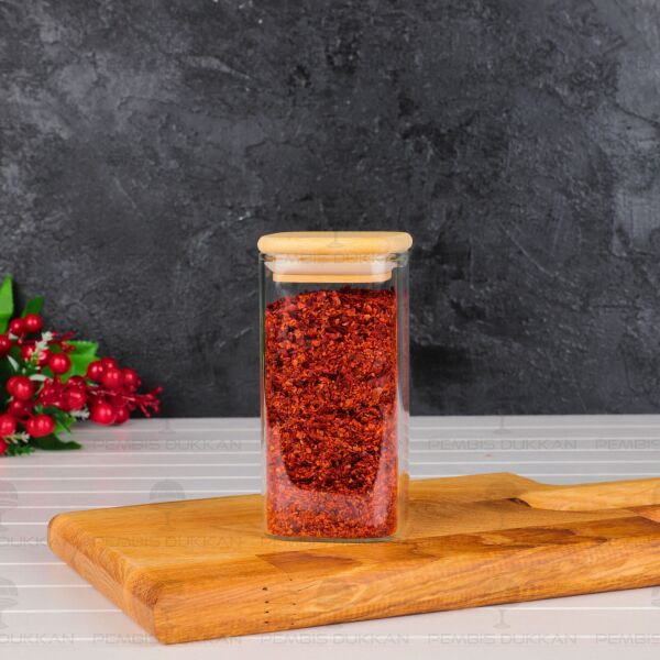 1 Adet 300ml Kare Bambu Kapaklı Baharatlık (1350)