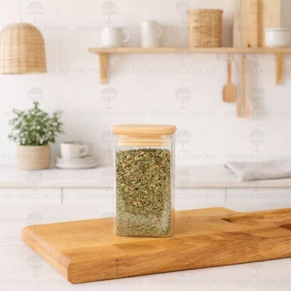1 Adet 250ml Kare Bambu Kapaklı Baharatlık (1349)