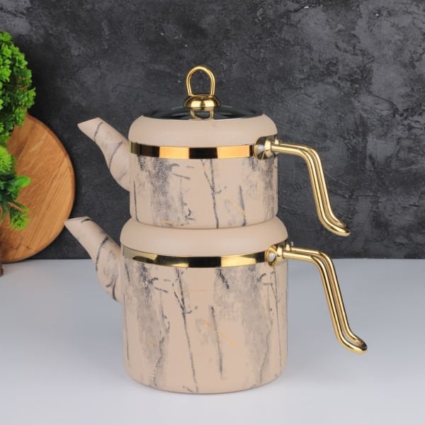 Krem Oolong Granit Çaydanlık