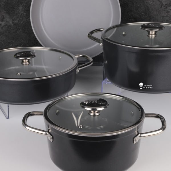 Cornhill 7 Parça Tencere Set Siyah