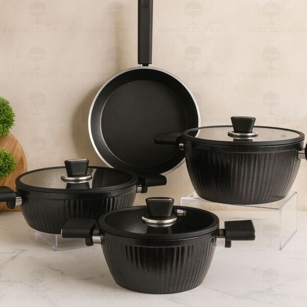 Giallo 7 Parça Tencere Set Siyah