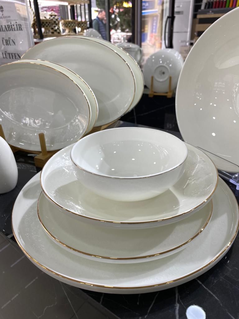Gnl Vaveyla 55 Parça Hayalet Desen Gold Yemek Takımı