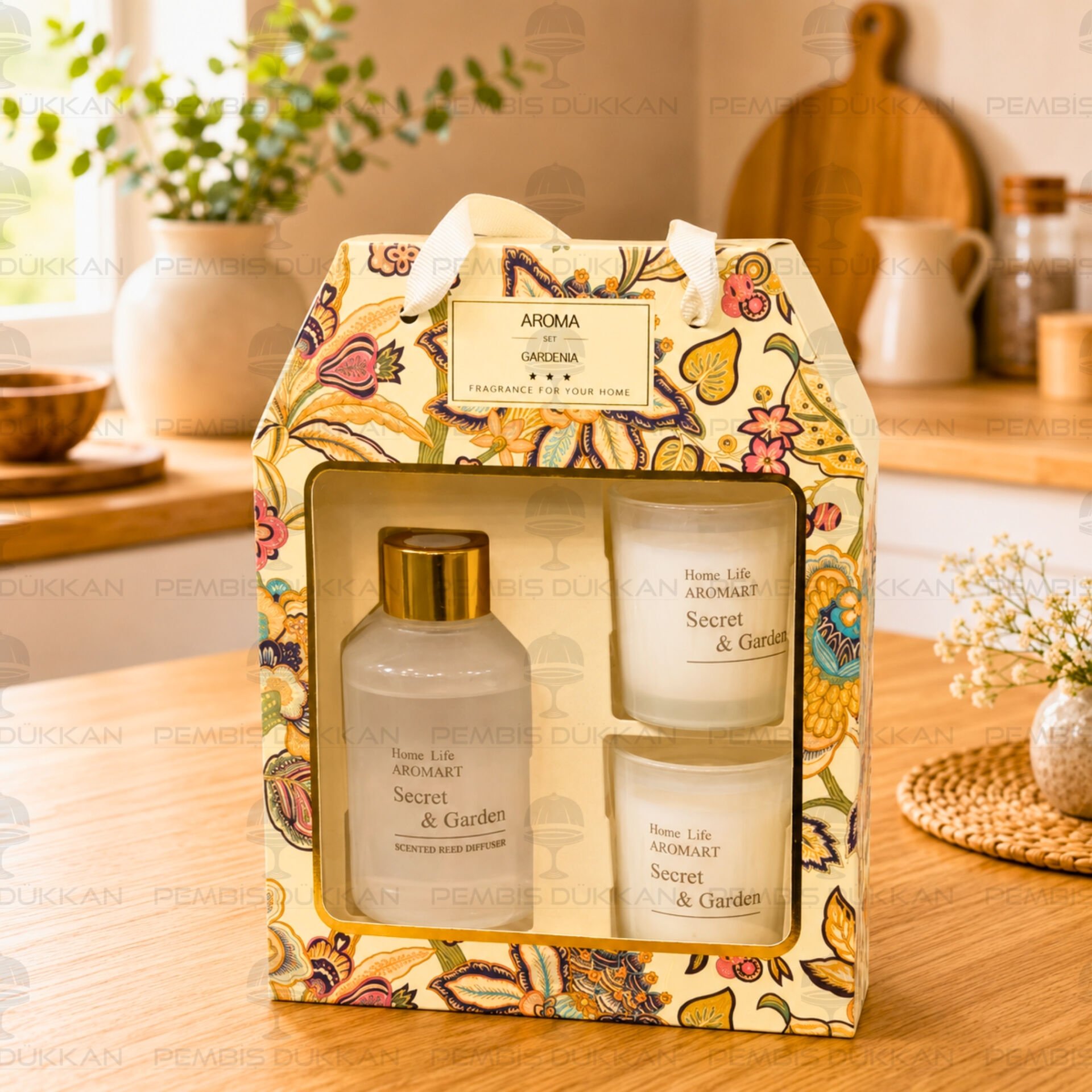 3 Parça Velvet Gardenya Oda Kokulu Mumlu Set