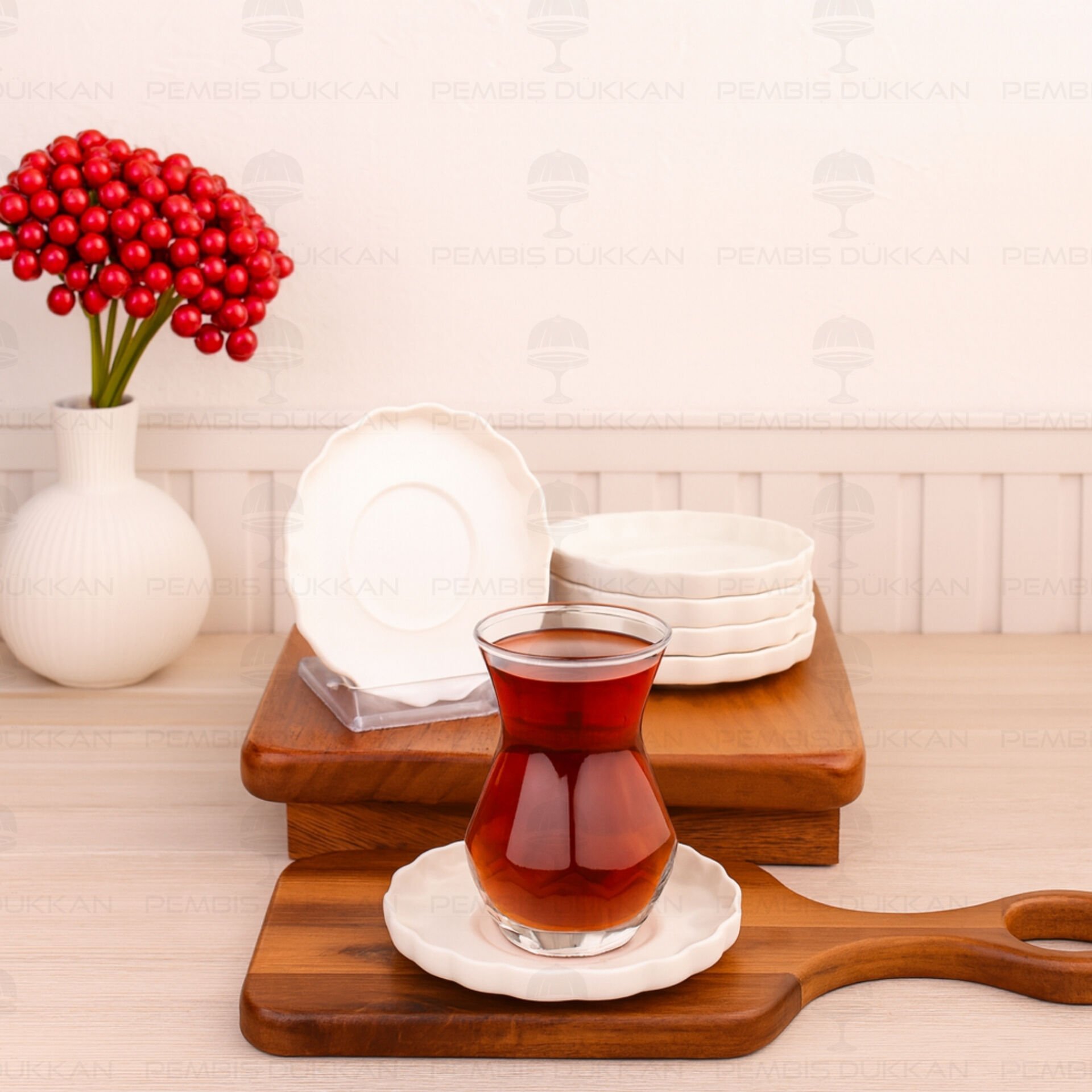 6 Adet İstiridye Porselen Çay Tabağı