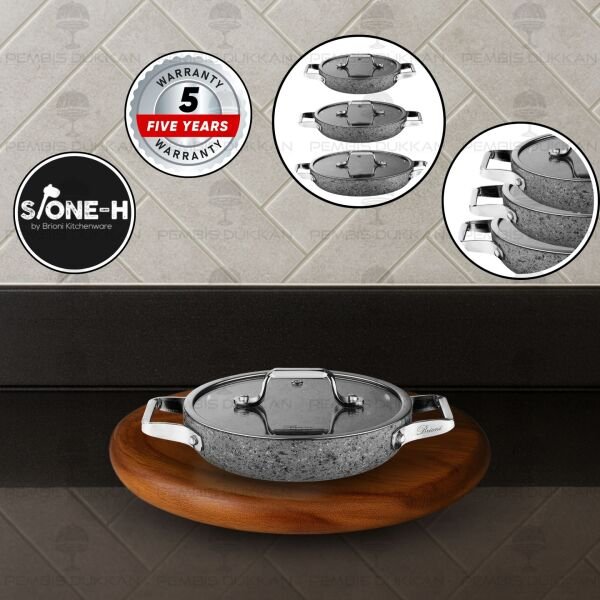 Brioni Stone-Age Gri 20 Cm Sahan Tencere