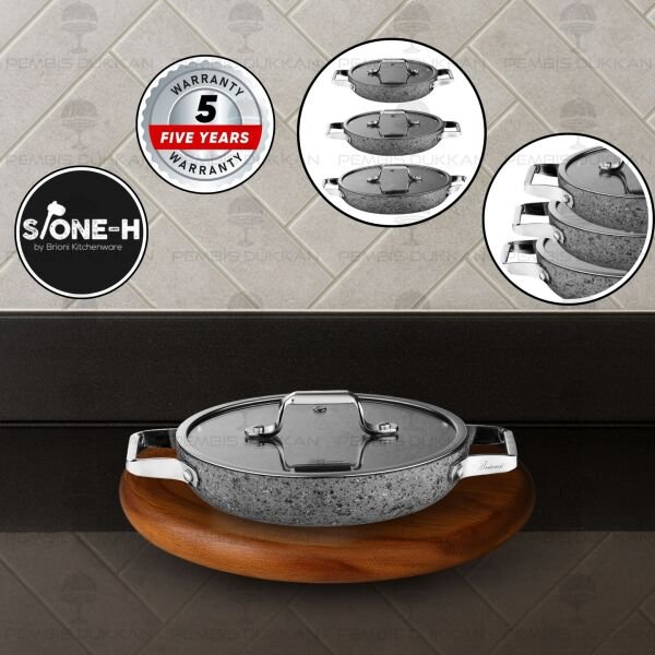 Brioni Stone-Age Gri 22 Cm Sahan Tencere