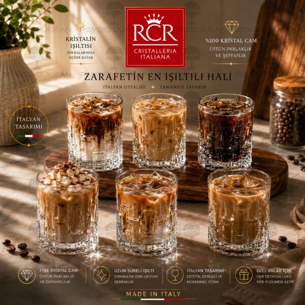 RCR Cristalleria Italiana Etna 6'lı Kısa Meşrubat Bardağı 330 ml