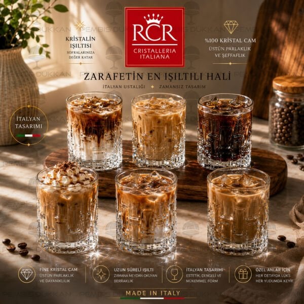 RCR Cristalleria Italiana Etna 6lı Kısa Meşrubat Bardağı 330 ml