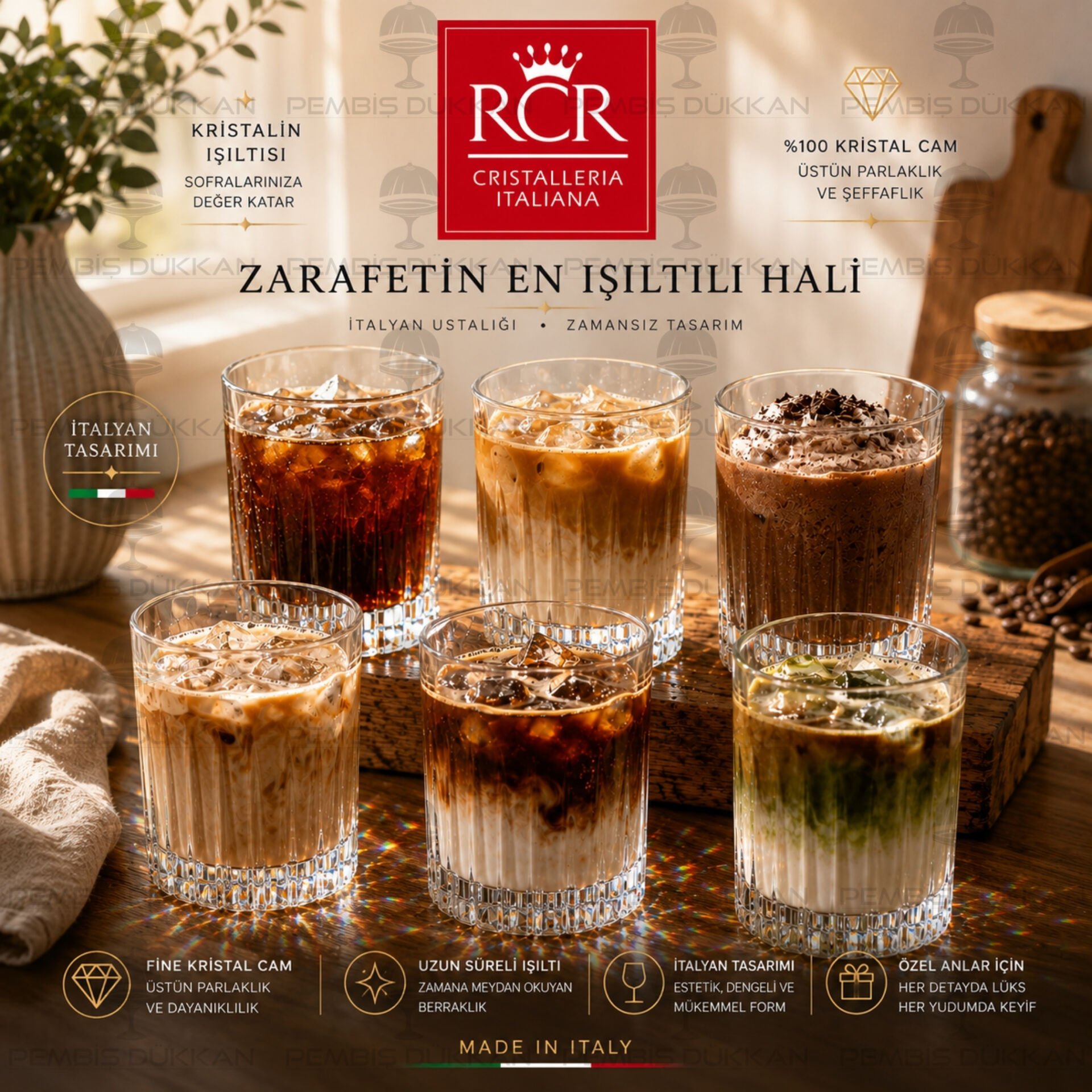 RCR Cristalleria Italiana Timeless 6lı Kısa Meşrubat Bardağı 360 ml