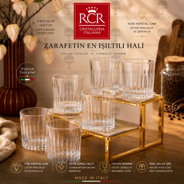 RCR Cristalleria Italiana Timeless 6lı Kısa Meşrubat Bardağı 360 ml