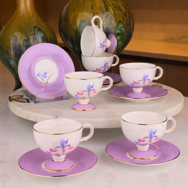 Lila Royal Charme-Veronıca 6 Kişilik Kahve Fincan Takımı (Roy-0103)