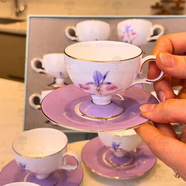Lila Royal Charme-Veronıca 6 Kişilik Kahve Fincan Takımı (Roy-0103)