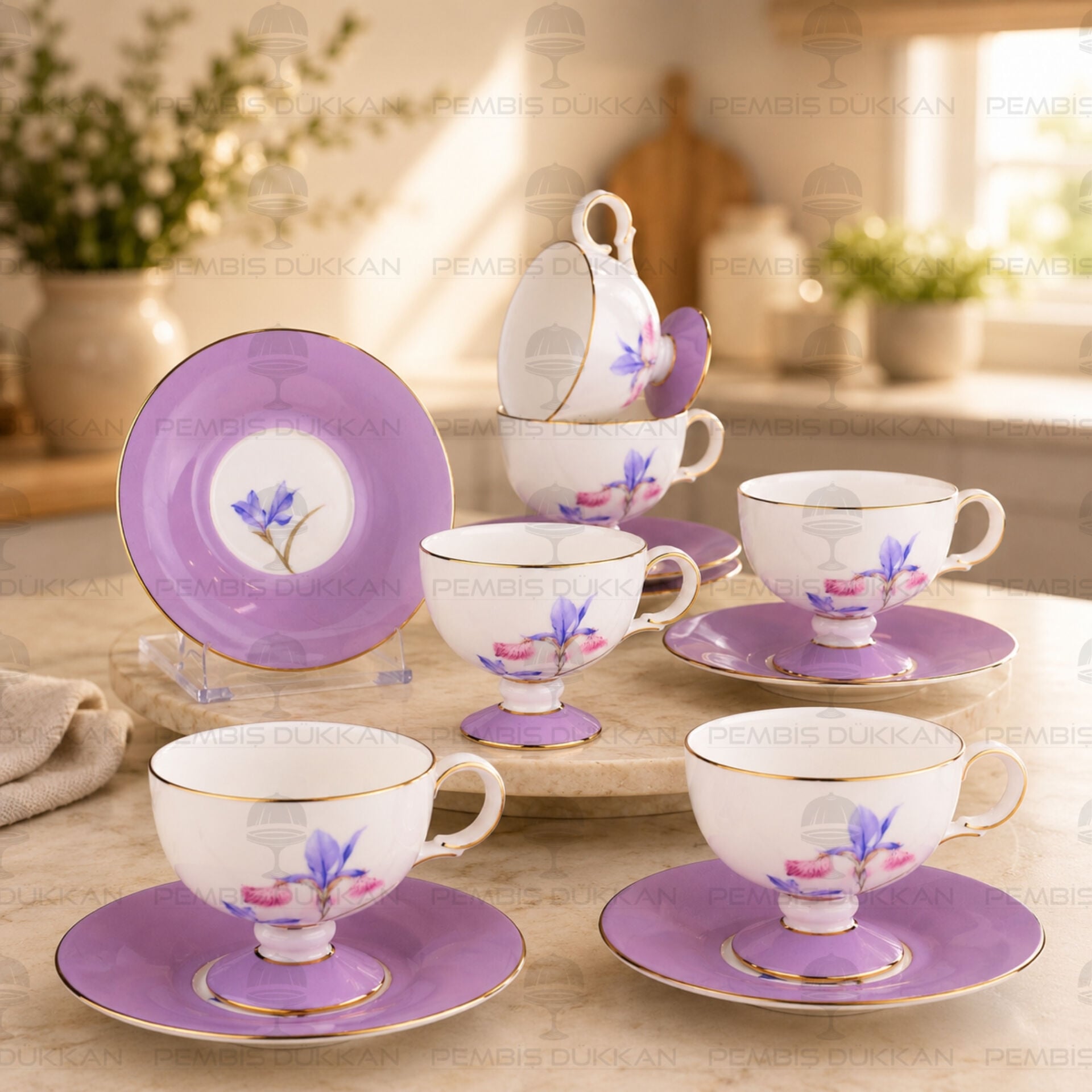 Lila Royal Charme-Veronıca 6 Kişilik Kahve Fincan Takımı (Roy-0103)