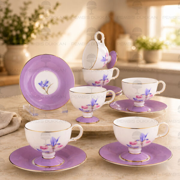 Lila Royal Charme-Veronıca 6 Kişilik Kahve Fincan Takımı (Roy-0103)
