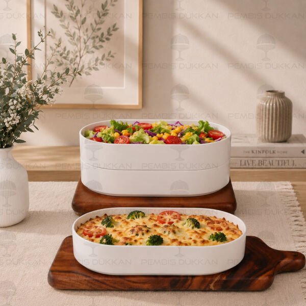 Valente Mien Oval Porselen Masa Ortası Derin Salata Meze Servis (POR1905)