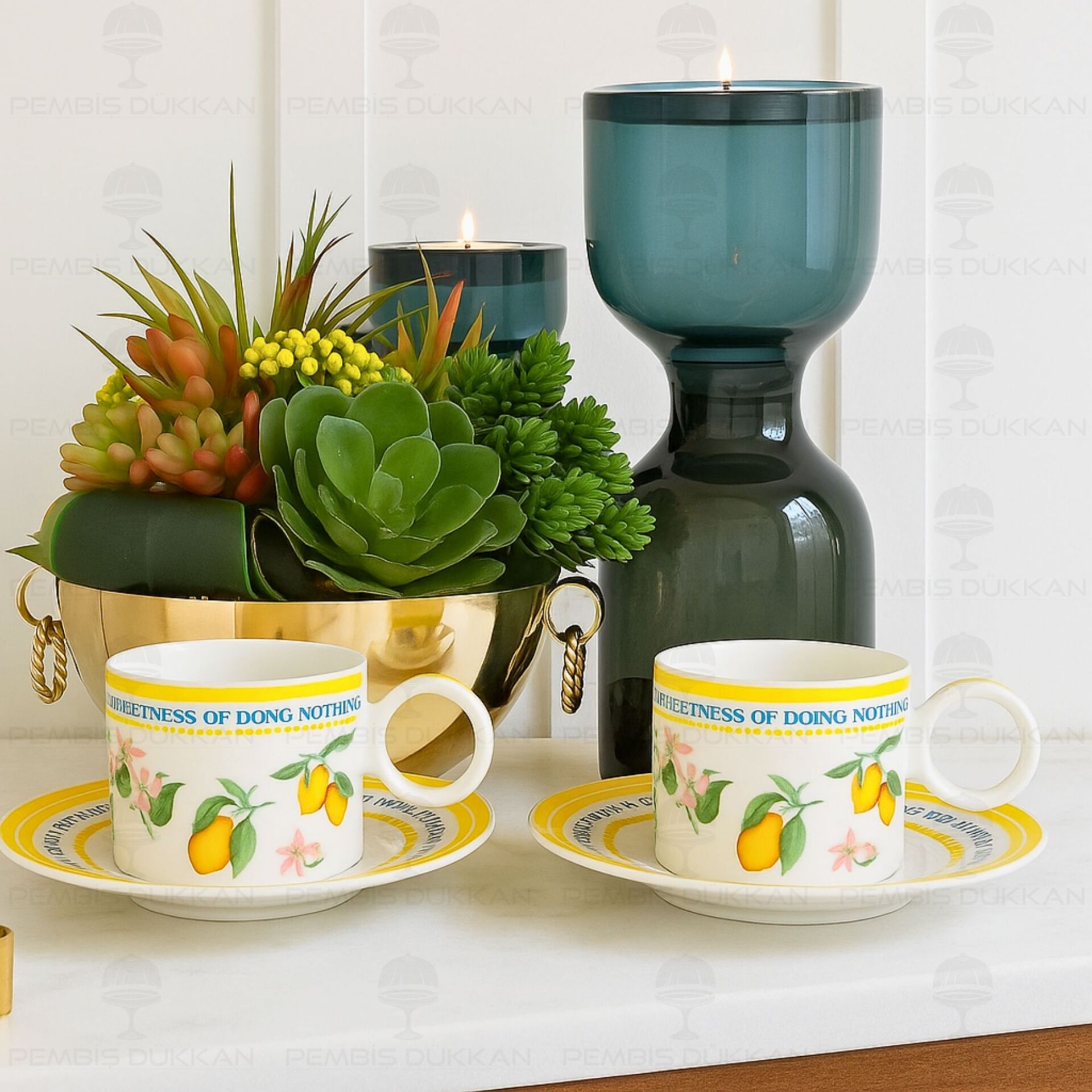 Limonlu 2 Kişilik Fincan Takımı