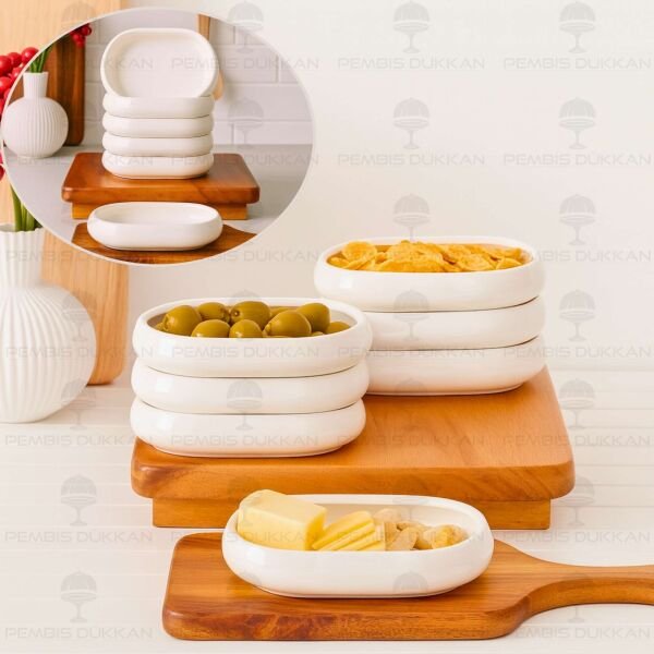 1 Adet Vento Mien Oval Porselen Basık Küçük Kahvaltılık Kase (25069)