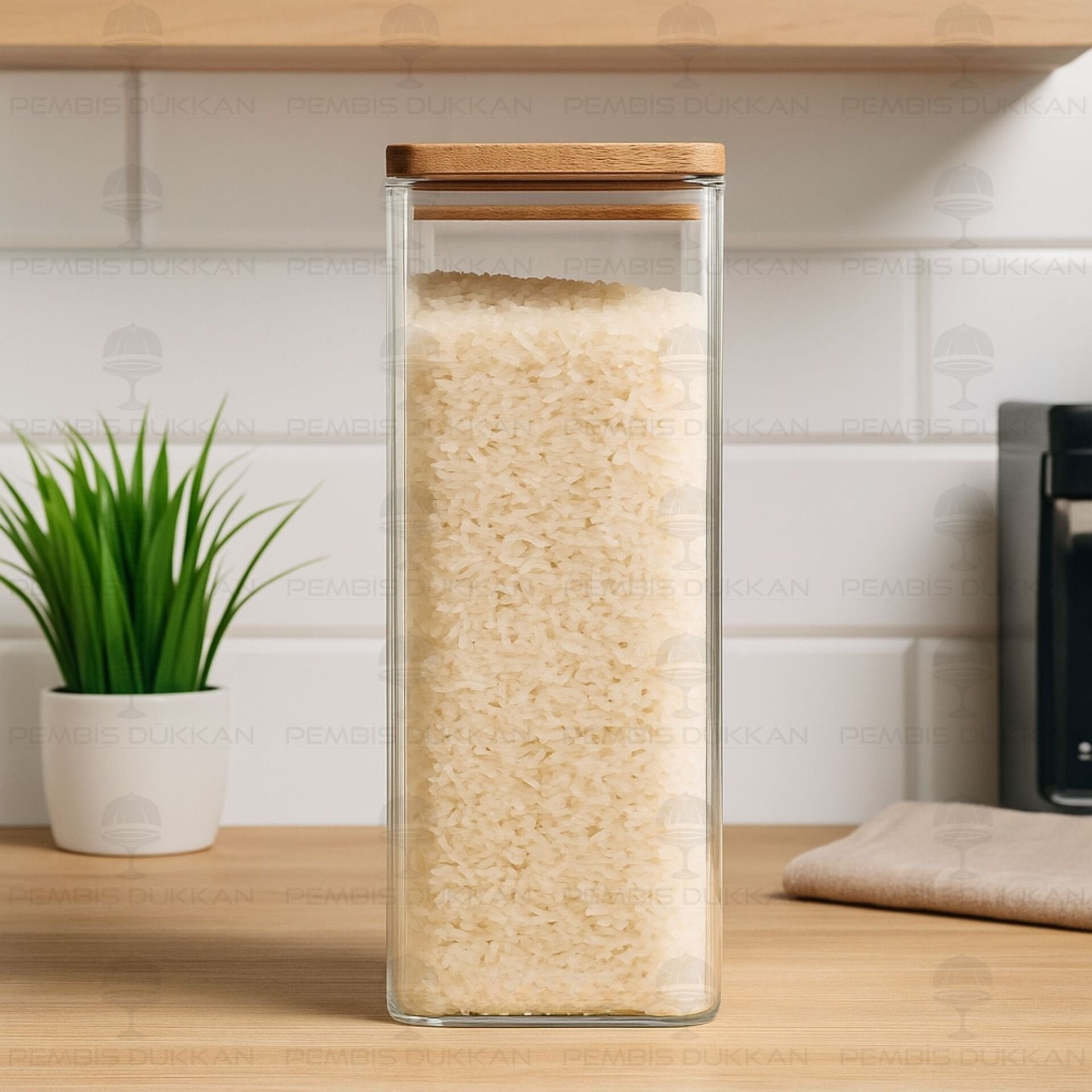 Karen 2100ml Akasya Kapaklı, Düz Kavanoz (Bor058)