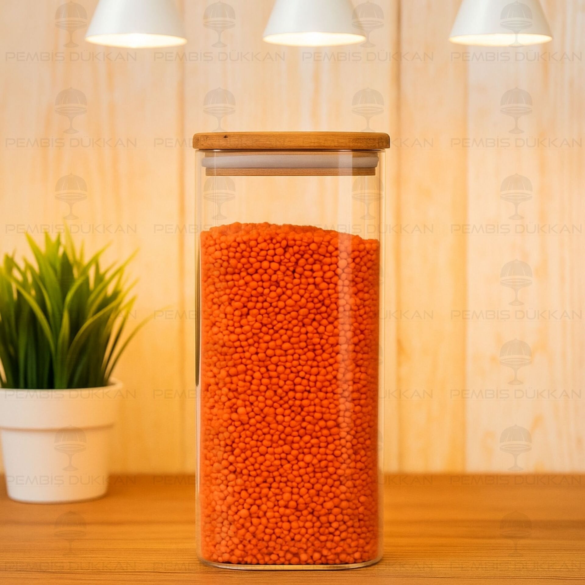 Karen 1700ml Akasya Kapaklı, Düz Kavanoz (Bor057)