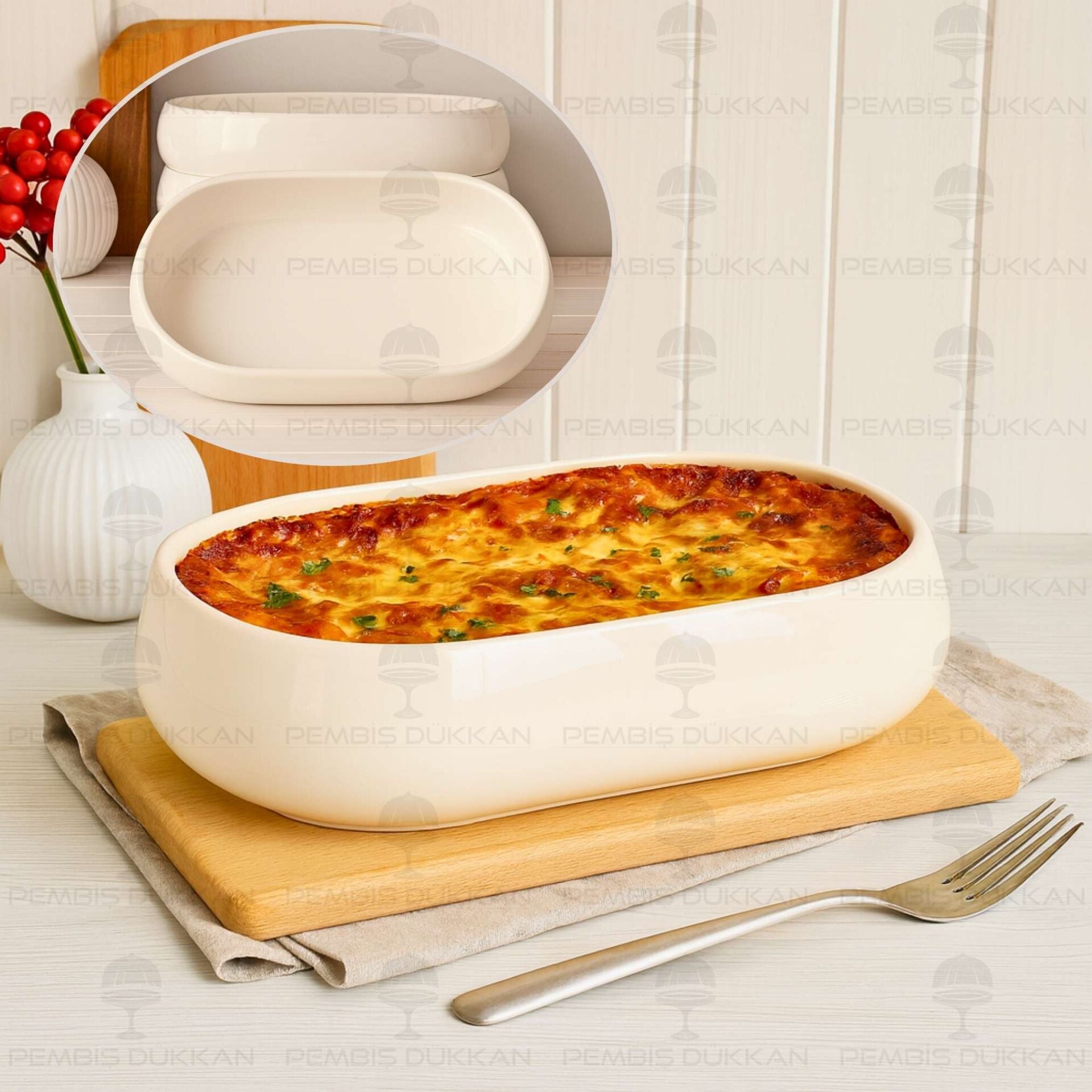 1 Adet Vento Mien Oval Porselen Masa Ortası Derin Salata & Meze Servis (25075)