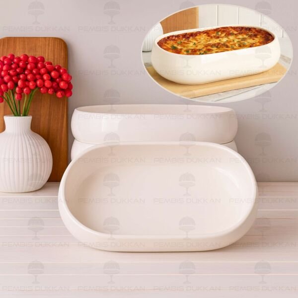1 Adet Vento Mien Oval Porselen Masa Ortası Derin Salata & Meze Servis (25075)