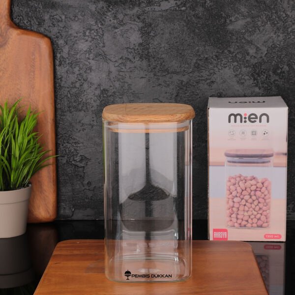Karen 1350ml Akasya Kapaklı, Düz Kavanoz (Bor056)