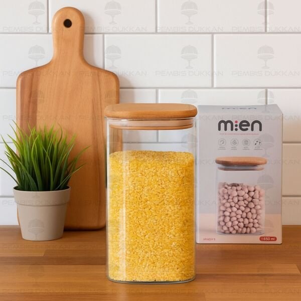 Karen 1350ml Akasya Kapaklı, Düz Kavanoz (Bor056)