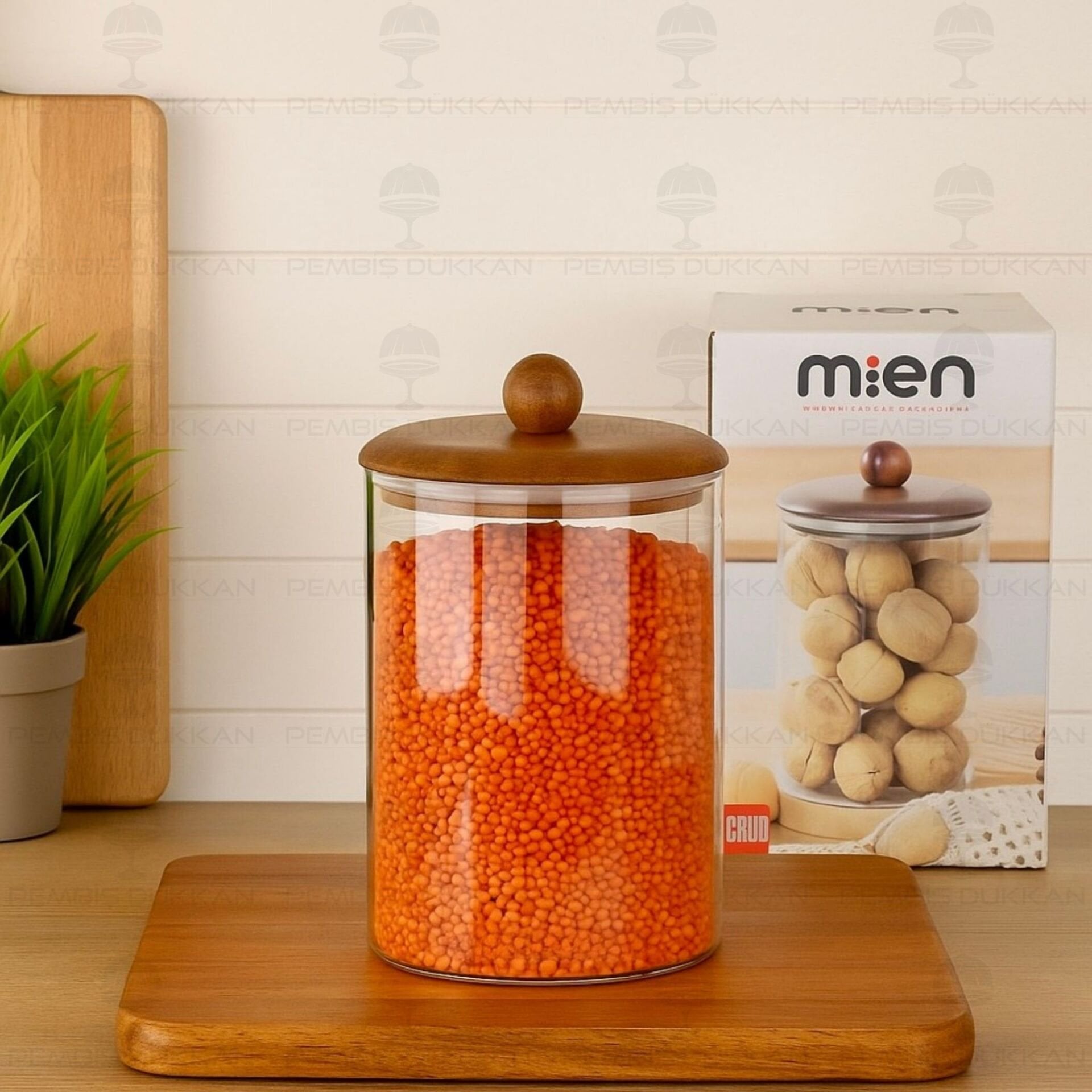 Cavo 1150ml Akasya Kapaklı, Top Uçlu Düz Kavanoz (Bor082)