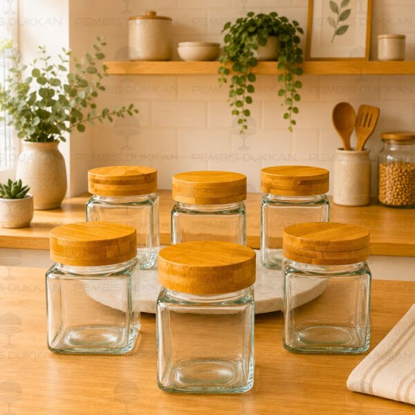 6lı Bohem Bambu Kapaklı Baharatlık Set (7119100)