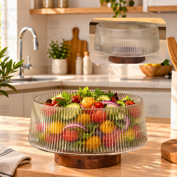 Misya Akasya Altlıklı, Dubble Cam Salata Kase (260003)