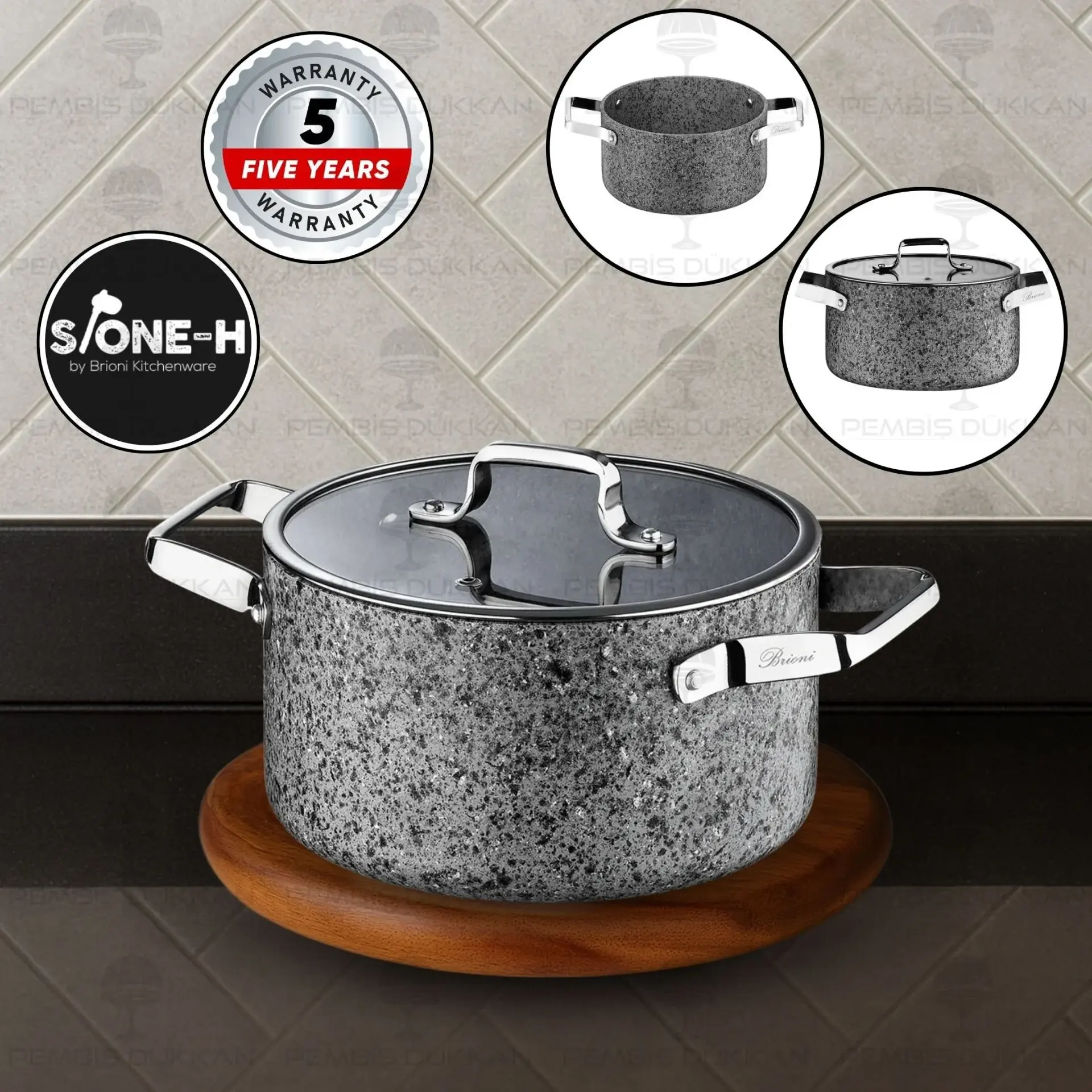 Brioni Stone-Age Gri 26 Cm Derin Tencere