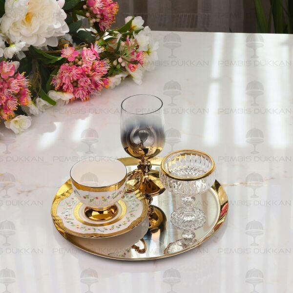 Tiamo 22cm Kahve Sunum Tepsisi Gold