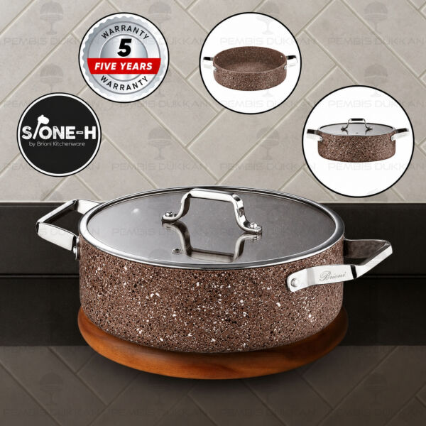 Brioni Stone-Age Terra 32 Cm Basık Tencere