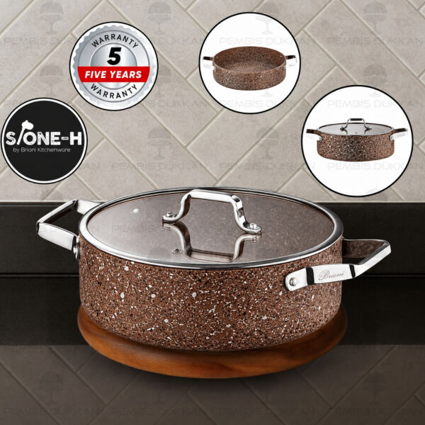 Brioni Stone-Age Terra 30 Cm Basık Tencere