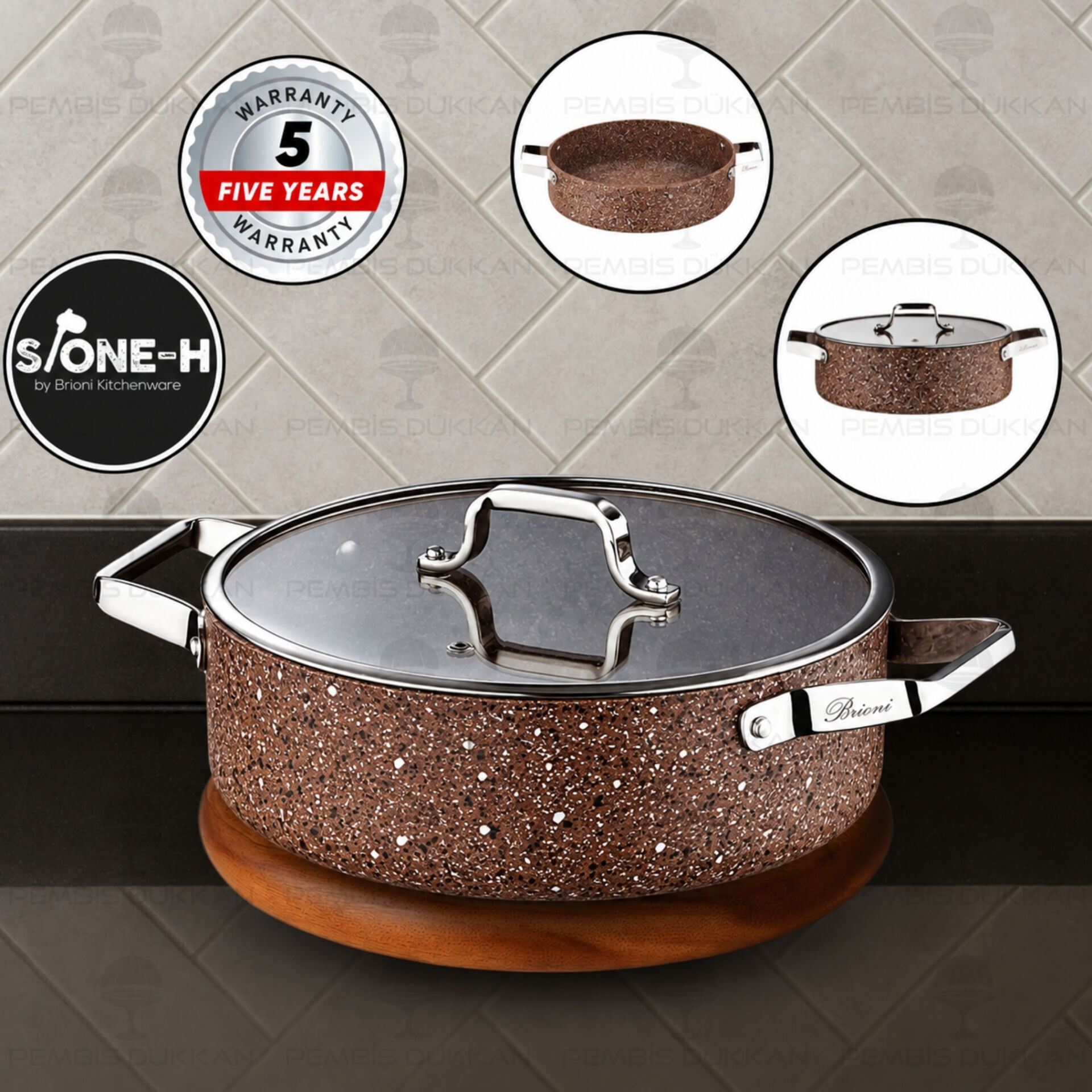Brioni Stone-Age Terra 28 Cm Basık Tencere