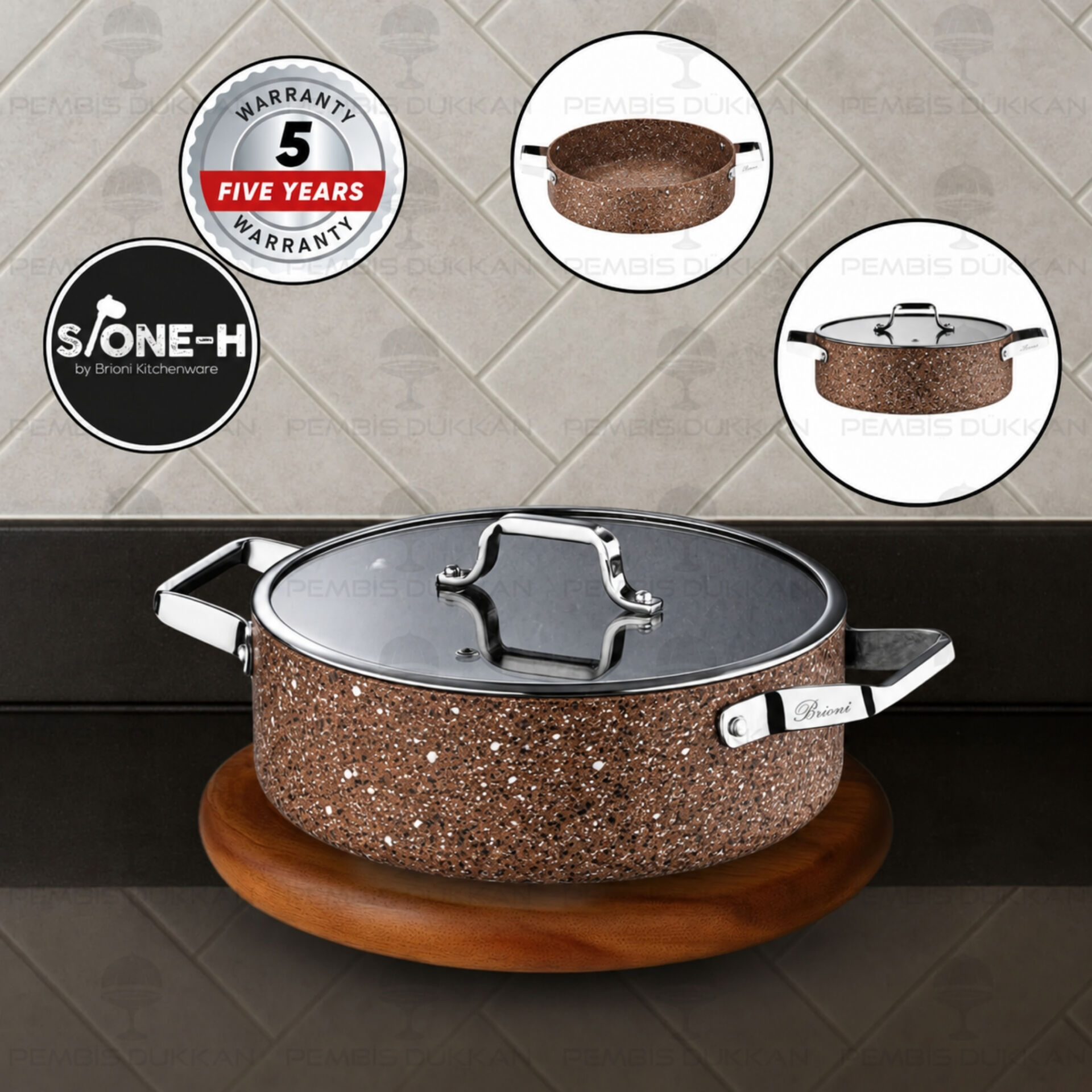 Brioni Stone-Age Terra 26 Cm Basık Tencere