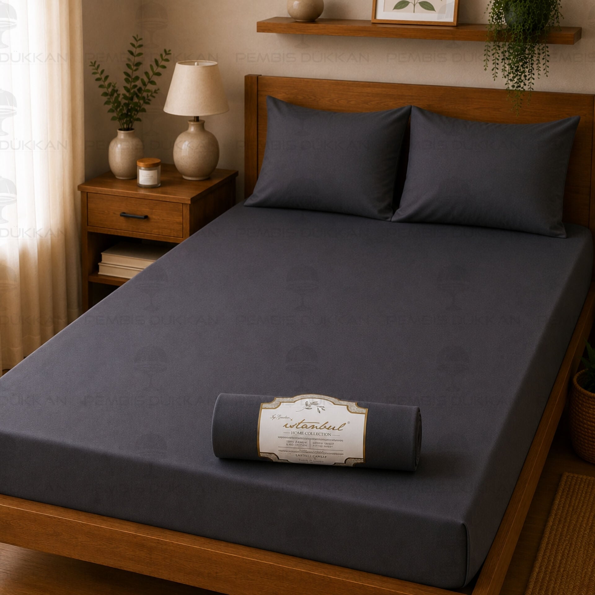 Ranforce 180x200 Cm Antrasit Fitted Lastikli Çarşaf Seti