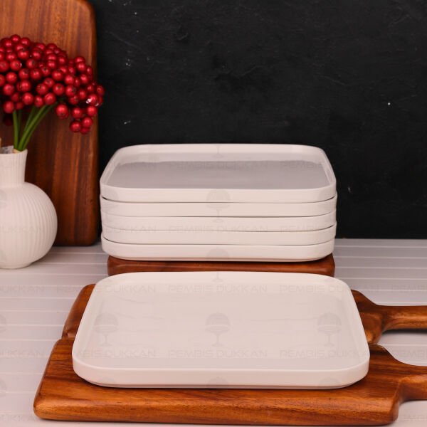 1 Adet Kare 26cm Porselen Yemek & Kahvaltı Servis (Por1904)﻿