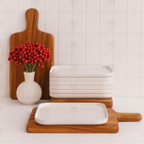 1 Adet Kare 26cm Porselen Yemek & Kahvaltı Servis (Por1904)﻿