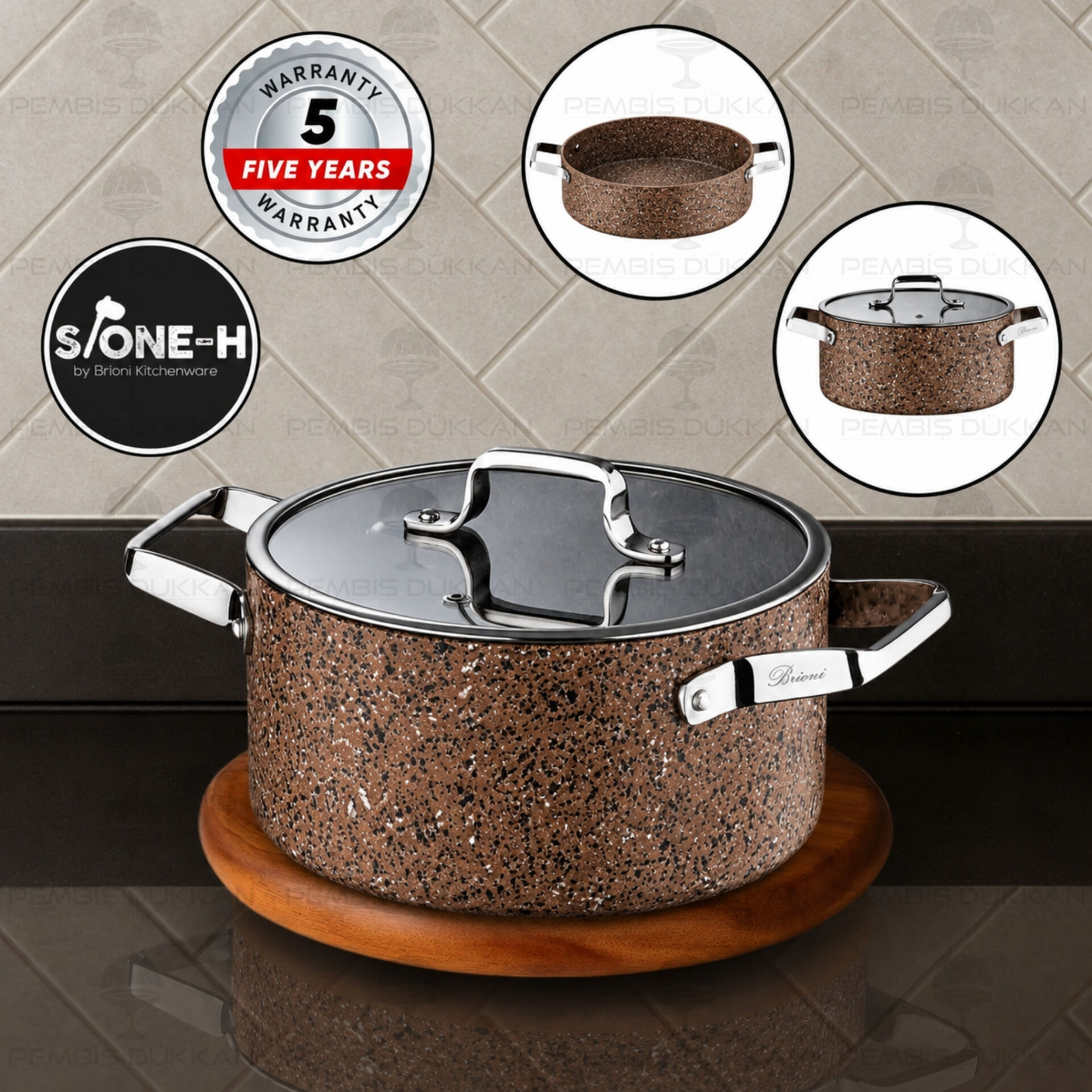 Brioni Stone-Age Terra 28 Cm Derin Tencere